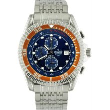 Men's Stainless Steel Ocean Master Diver Chronograph Blue Dial Orange