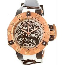 Men's Subaqua Dragon Dynasty Stainless Steel Case Silicone Strap Brown Dragon Di