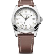 Men's Swiss Army Infantry Stainless Steel Leather Strap Watch