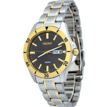 Men's Two Tone Stainless Steel Case and Bracelet Gray Tone Dial Day and Date