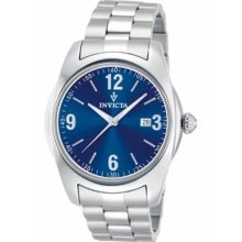 Men's Vintage Stainless Steel Case and Bracelet Blue Tone Dial Date Display