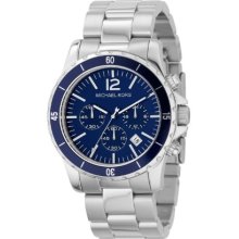 Michael Kors Fashion Men's Quartz Watch With Blue Dial Chronograph Display And Silver Stainless Steel Strap Mk8123
