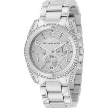 Michael Kors Ladies Chronograph White Crystal Stainless Steel Wat ...