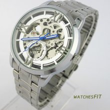 Modern Fashion Mechanical Transparent Case Back Classic Wrist Watch