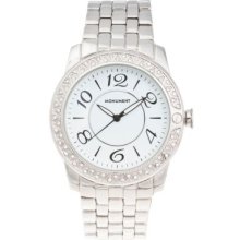 Monument Women s Quartz Crystal Bezel Stainless Steel Bracelet Watch