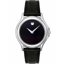 Movado 0605761 Men's Folio Black Leather Black Dial Retail $450.00