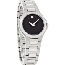 Movado Corporate Exclusive Ladies Black Museum Stainless Steel Watch Gently Used