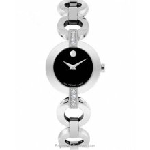 Movado Diamond Ladies Belamoda Stainless Steel Black Dial 0606263