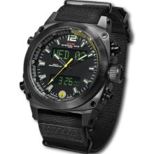 MTM Special Ops Mens Air Stryk Stainless Watch - Black Nylon Strap - Black Dial - MTM-STRBNS