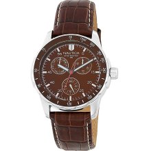 Nautica N09550G Windseeker Multi-Function Brown Leather Men's Watch