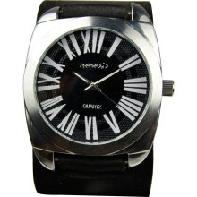 Nemesis Men's Retro Roman Numeral Leather Strap Watch (Durable mineral crystal protects from scratches)