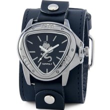 Nemesis Men's Silver Triangle Dragon Leather Band Watch (Dragon)