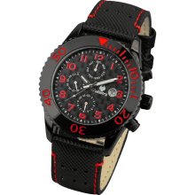 New Infantry 6 Hands Fire Red Carbon Fiber Quartz Movement Leather St