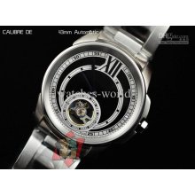 New Kdy Calibre De Black 42mm Luxury Mens Automatic Tourbillon Men's