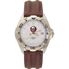 New York Islanders Women's All Star Watch with Brown Leather Strap