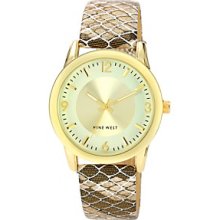 Nine West Women's Metallic Snakeskin Strap Gold Watch Women's