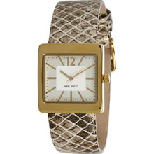 Nine West Women's Snakeskin Strap Gold Watch Women's