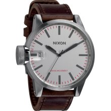 Nixon Chronicle Watch SILVER/BROWN OS :: SILVER/BROWN