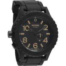 Nixon Men's 51-30 Matte Black and Gold Rubber Strap Watch (Black/Gold)