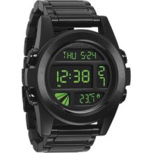 Nixon Unit Ss Watch W/temp Gauge Color: All Black/green &authentic