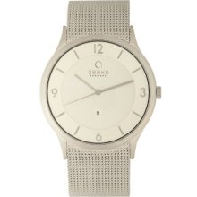 Obaku Men's Quartz Watch With White Dial Analogue Display And Silver Stainless Steel Bracelet V132xcimc-N2