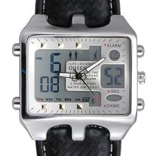 Ohsen Alarm Digital Leather Mens Sport Wrist Watch