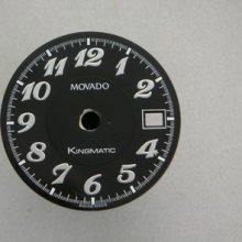 Original Movado Kingmatic Shiny & Matte Black Watch Dial Faded