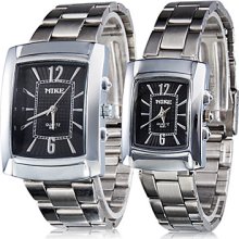 Pair of Dress Style Analog Steel Quartz Couple's Watches (Silver)