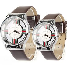 Pair of Wrish Watches Hollow with Out Designed Face - Brown