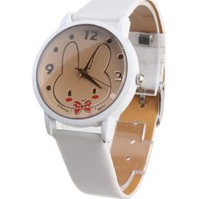 Pattern Cut Rabbit Gril Women Watch White Watchband 9378