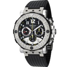 Paul Picot Men's 'C-Type' Black Dial Rubber Strap Titanium Watch