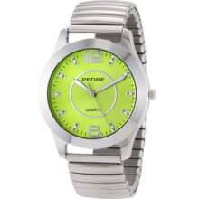 Pedre Stainless Steel Bracelet Watch with Green Sunray Dial