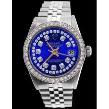 Perpetual blue string diamond dial bezel rolex watch men date just jubilee SS