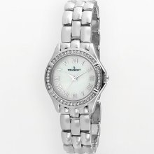 Peugeot Silver Tone Crystal And Mother-Of-Pearl Watch - Women