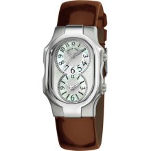 Philip Stein Watches Women's Mother of Pearl Dial Brown Patent Leather