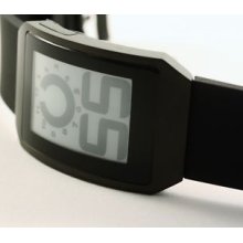 Phosphor Digital Hour Black Ip Black Leather Watch Dh04