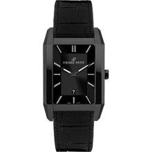 Pierre Petit Men's P-777B Serie Paris Black PVD Rectangular Leath ...