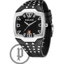 Police Men's Beast, Black Dial, Black Leather Strap 13634JS/02 Watch