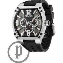 Police Men's Cobra, Black & Grey, Rubber Strap 13845JS/02 Watch