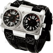 Police Men's PL-12899XS/02 Dominator Wide Black Dual-Time Leather ...