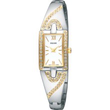 Pulsar Ladies Two Tone Crystal Bangle Watch