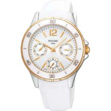 Pulsar Ladies' White Dial, Gold Detail, White Pp6022x1 Watch Rrp Â£89.95