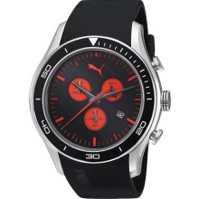 PUMA 'Ride' Chronograph Watch Black/ Red