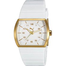 Puma Women's 'motorsport' White/ Goldtone Analog Watch