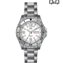 Q&q By Citizen A172-204y Startling Silver Tone Day/date Men's Watch - Great Gift