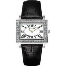 QM281.12.01 Mango Ladies Samba White Dial Imitation Croco Leather Stra...