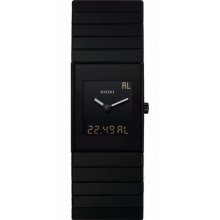 Rado Men's 'Ceramica' Black Digital Dial Quartz Bracelet Watch