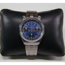 Rare Shape 70's Citizen Chronograph Bullhead Blue Dial Auto Man's