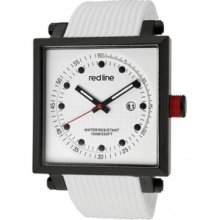 Red Line Men's Casual Compressor2 White Dial Black Ip Square Case Silicone