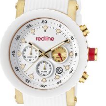 Red Line Men's Compressor Chronograph White Ceramic Bezel Gold Tone Ip